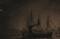 Historical ship engraving background